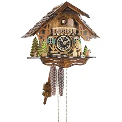 Engstler -Kuckucksuhr 24-Stunden Laufwerk Schwarzwaldhaus mit Holzhacker 27cm- 2161