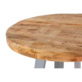 sam möbel gmbh Esszimmertisch rund 100 cm Mangoholz naturfarben silber Adelina - Hellbraun