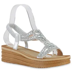 Damen Keilsandaletten in Silber