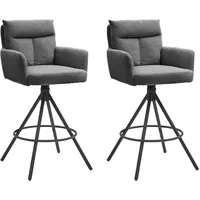 Stolkom Barhocker 2er Set SOFIA, Grau - Schwarz -