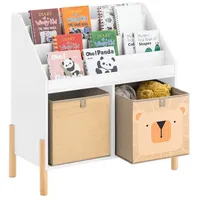 SoBuy Bücherregal Kinderregal mit 4 Ablagefächern und 2 Aufbewahrungsboxen