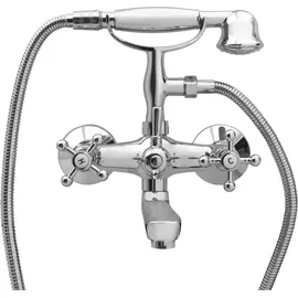 vidaXL 2-Griff-Badewannenarmatur und Handbrause Verchromt