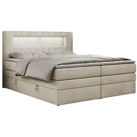 MKS Meble Boxspringbett Beige, Textil, 2-Sitzer, H3, Rechteckig, 180x200 cm, Schlafzimmer, Betten, Boxspringbetten