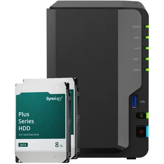 Synology DS225+ 16TB Plus HDD NAS-Bundle NAS inkl. 2x 8TB Synology Plus 3.5 Zoll SATA Festplatte