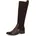 Damen Stiefel mit Absatz Runde Spitze Blockabsatz Braun Dk Brown Comb 38 5