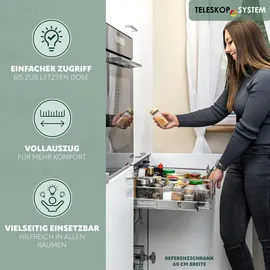 bremermann Teleskopschublade, chrom Metall, 47x14x44 cm Küchenzubehör