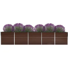 vidaXL Garten-Hochbeet verzinkter Stahl rechteckig 400 x 80 x 77 cm Braun 