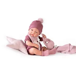 Antonio Juan Muñecas Puppe Neugeborenes Baby Mädchen mit Hase dou dou dou und Stern Kissen