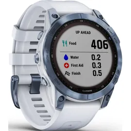 Garmin Fenix 7 Sapphire Solar blaues DLC-Titan mit steinweissem Armband