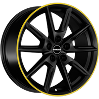 Borbet LX18, 8x18 ET40 5x112 66,6, black matt rim yellow