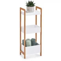 Zeller Standregal mit 3 Ablagefächern Bambus/MDF 74 cm x 22 cm x 28 cm Weiß