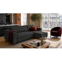 MARPUR Ecksofa RIO, Cordstoff, Bettfunktion und Bettkasten grau