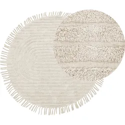 Teppich Baumwolle beige ⌀ 140 cm rund HALFETI