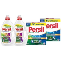 PERSIL-Set Pulver 2x 50 Waschladungen (100WL) Universal & Kraft-Gel 2x 50 Waschladungen (100WL) Color, Waschmittel-Set für reine Wäsche und hygienische Frische für die Maschine