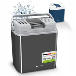 Juskys Kühlbox Nordpol 12V/230V für Auto, Lkw, Camping - thermoelektrisch Mini-Kühlschrank 24 L Grau