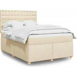 vidaXL Boxspringbett mit Matratze Creme 140x200 cm Stoff