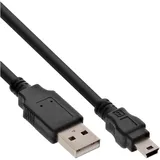 InLine USB 2.0 Mini-Kabel, USB A Stecker an Mini-B Stecker (5pol.), schwarz, 0,5m