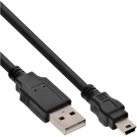 InLine USB 2.0 Mini-Kabel, USB A Stecker an Mini-B Stecker (5pol.), schwarz, 0,5m