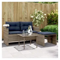 vidaXL Gartensofa-Set 3-tlg. grau