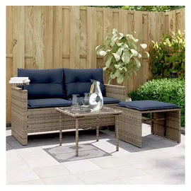 vidaXL Gartensofa-Set 3-tlg. grau