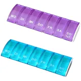 2 Stück Tablettenbox 7 Tage klein – Pillendose & Pillenbox für Medikamente, Nahrungsergänzung & Vitamine, Kompakte Medikamentenbox 7 Tage für unterwegs, ideal zur täglichen Aufbewahrung