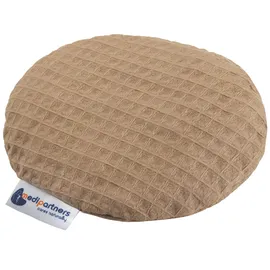 Medi Partners Kirschkernkissen Mikrowelle für Babys 180g rund 15cm Körnerkissen Wärmekissen 100% Baumwolle Öko Natur - Kirschkernkissen Wärme + Kältetherapie Massagetherapie (Braun Waffel)