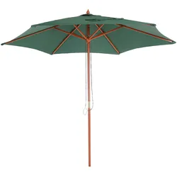 Mendler Sonnenschirm Florida, Gartenschirm Marktschirm, Ø 3m Polyester/Holz ~ olivgrün