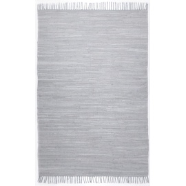 Theko | Dhurry Teppich aus 100% Baumwolle Flachgewebe Teppich Happy Cotton | handgewebt | Farbe: Grau | 120x180 cm
