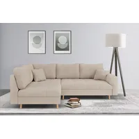 Ecksofa HOME AFFAIRE "CHARRE incl. 3 Zierkissen" Sofas Gr. B/H/T: 231cm x 81cm x 161cm, Struktur weich, Ottomane links, beige L-Form, feine Steppung, lose Rückenkissen, auch in Cord und Bouclé