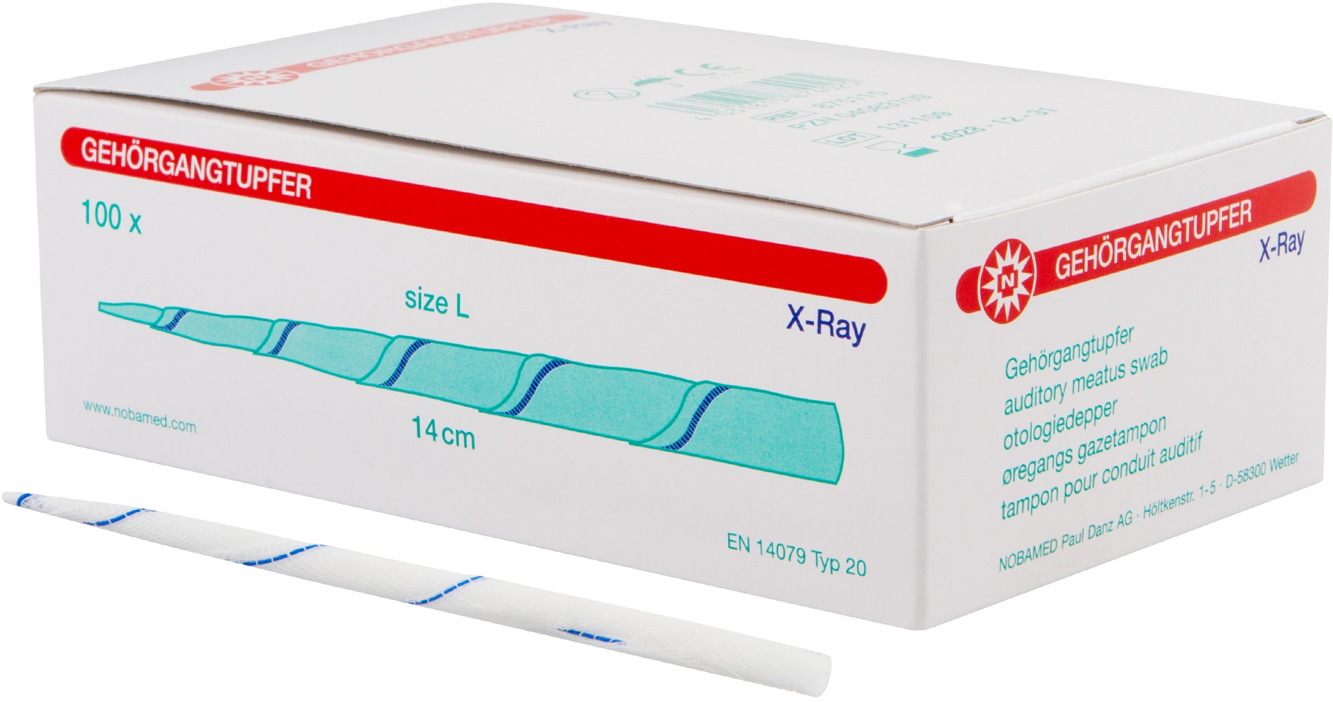 X-RAY Gehörgangtupfer mit Röntgenkontrastfaden 100 St./Pck.