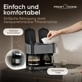 Proficook Doppel Kaffeemaschine PC-KAD 1308 dark-inox