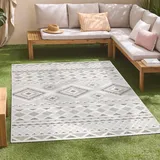 carpet city In-& Outdoor Teppich - 280x380 cm - für Innen-& Außenbereich - Wetterfest Balkon-Teppich, Terrasse, Flur, Küche - Wohnzimmer-Teppiche - Hochtief/ 3D-Effekt - Ethno-Look in Creme