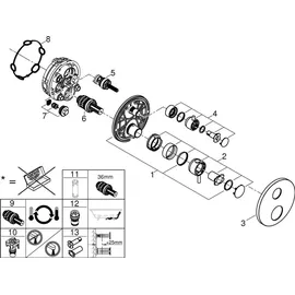 Grohe Atrio Thermostat-Wannenbatterie, integrierte 2-Wege-Umstellung, 24359DC0, Farbe: Supersteel