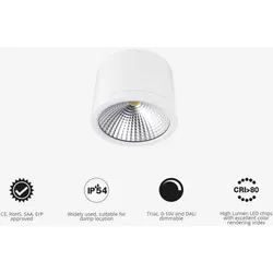 Aufbau,-Deckenleuchte rund IP54, 15W, 25W, 35W BT-UP-DL38 (LED farben: WW warmweiß)