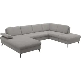 sit&more Wohnlandschaft SIT & MORE "Morris Jubi U-Form, B: 300 cm", grau, B:300cm H:83cm T:202cm, 100% Polyester, Sofas, Wohnlandschaft, mit Armteilfunktion & 1 Zierkissen, optional Bettfunktion