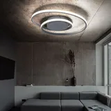 ETC Shop Led Deckenleuchte silber Modern Wohnzimmerlampe dimmbar Designleuchte Decke, Switch Dimmer, 1x led 22 Watt 2200 Lumen warmweiß, 39 cm
