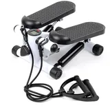 Wiltec Stepper 41 x 30 x 18 cm mit Trainingscomputer, Hometrainer für Fitness für Beine & Po, Ministepper mit Trainingsbändern, Ausdauertraining