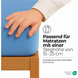 etérea Himmlische Qualität Spannbettlaken Jersey 80 x 180 cm blau