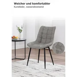 Woltu Esszimmerstuhl Kunstleder grau 4er Set