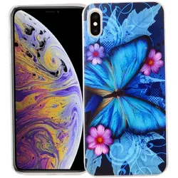 Apple iPhone XS Max Handy Hülle Schutz Case Cover Bumper Etui Schmetterling Blau