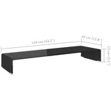 vidaXL TV-Tisch/Bildschirmerhöhung Glas Schwarz 110x30x13 cm