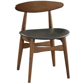 miliboo Design-Stuhl aus Nussbaum und schwarzem PU 2er-Set WALFORD