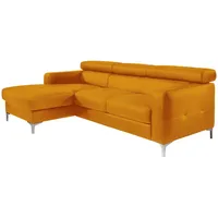 Livetastic Ecksofa, Gelb, Leder, Echtleder, Rindleder, 4-Sitzer, Ottomane links, L-Form, 226x169 cm, Made in EU, seitenverkehrt erhältlich, Rücken echt, Armteil links, rechts, Wohnzimmer, Sofas & Couches, Wohnlandschaften, Ecksofas