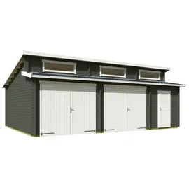 Lasita Maja Garage Stufendach 8,20 x 5,20 m grün mit Holztor