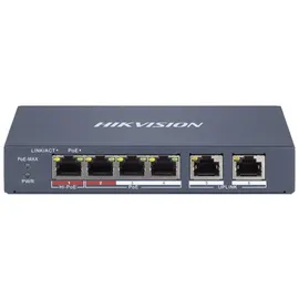 Hikvision DS-3E1106HP-EI Managed Switch PoE (6 Ports), Netzwerk Switch, Blau