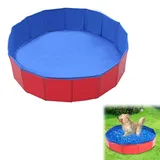 Hundepool,Katzenpool,Hundeplanschbecken,Faltbar Hundepool,50x10 cm Hundepools für Kleine,Hunde Schwimmbecken,PVC,Schwimmbad Für Hund,Pool für Hunde (BlauRot)