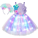 Spooktacular Creations Kind Mädchen Licht lila Meerjungfrau Kostüm, Meerjungfrau Shell Fancy Tutu Light-Up Dress Kostüm mit Stirnband