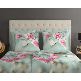 Muller Textil Adel Blumen Minz Grün 200 x 200 cm + 2 x 80 x 80 cm
