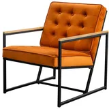 KAWOLA Sessel ARLY Velvet 70 x 80 x 80 cm Cognac