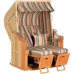 SUNNY SMART RUSTIKAL 250 PLUS Strandkorb, beige/natur, Kunststoffgeflecht & Fichtenholz, 125 x 90 cm